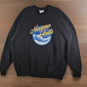 Vintage Style Niagara Falls New York Sweatshirt Eagle USA Heavyweight XXL Black